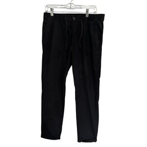 HM Regular Fit Black Jogger Pants Elastic Drawstring Waist Cuffed Hem Women M